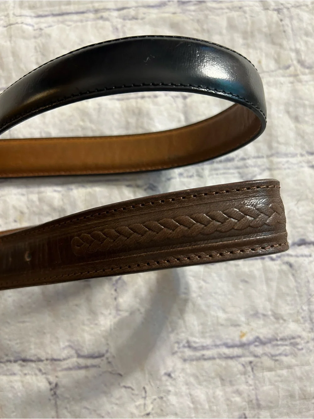 VERO CUOIO BROWN LEATHER ITALY MADE  & BLACK WESTERN FULL GRAIN BELTS